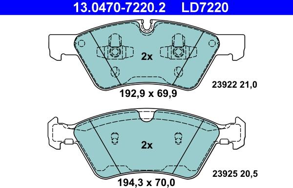 ATE 13.0470-7220.2 - Bremžu uzliku kompl., Disku bremzes www.autospares.lv