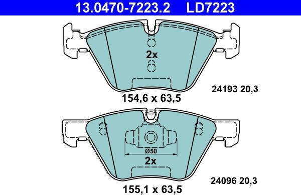 ATE 13.0470-7223.2 - Bremžu uzliku kompl., Disku bremzes autospares.lv