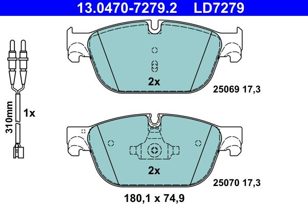 ATE 13.0470-7279.2 - Bremžu uzliku kompl., Disku bremzes www.autospares.lv