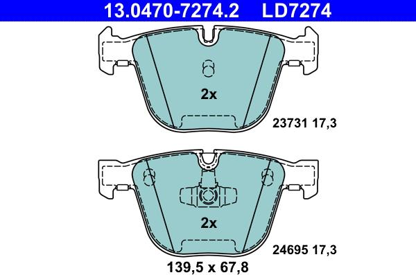 ATE 13.0470-7274.2 - Bremžu uzliku kompl., Disku bremzes www.autospares.lv