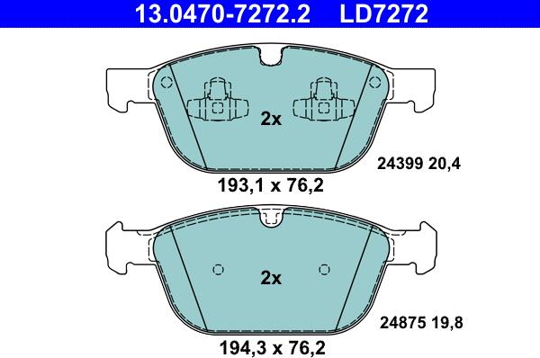 ATE 13.0470-7272.2 - Bremžu uzliku kompl., Disku bremzes www.autospares.lv