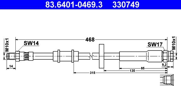 ATE 83.6401-0469.3 - Bremžu šļūtene www.autospares.lv