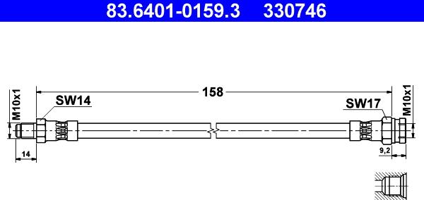 ATE 83.6401-0159.3 - Bremžu šļūtene www.autospares.lv