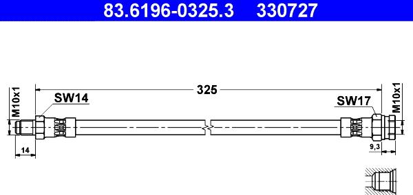 ATE 83.6196-0325.3 - Bremžu šļūtene www.autospares.lv