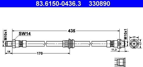 ATE 83.6150-0436.3 - Bremžu šļūtene www.autospares.lv