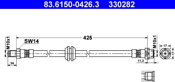 ATE 83.6150-0426.3 - Bremžu šļūtene www.autospares.lv