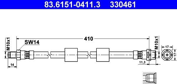 ATE 83.6151-0411.3 - Тормозной шланг www.autospares.lv