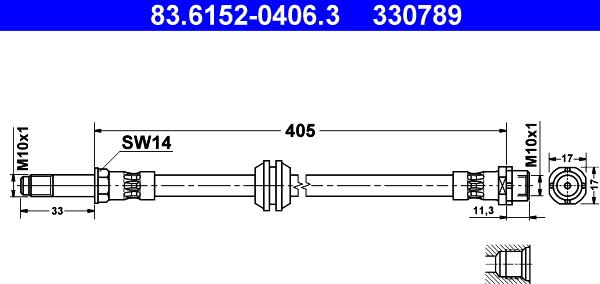 ATE 83.6152-0406.3 - Bremžu šļūtene www.autospares.lv