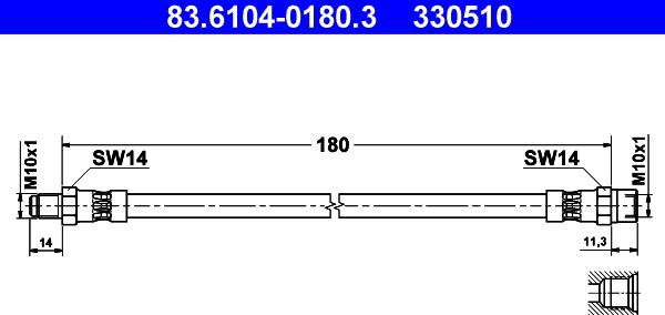 ATE 83.6104-0180.3 - Тормозной шланг www.autospares.lv