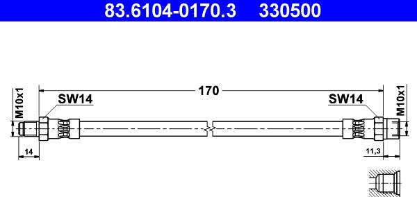 ATE 83.6104-0170.3 - Тормозной шланг www.autospares.lv