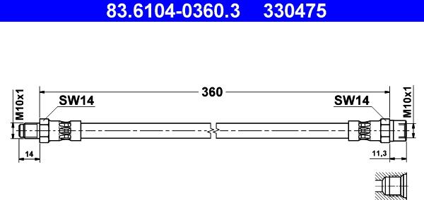 ATE 83.6104-0360.3 - Тормозной шланг www.autospares.lv