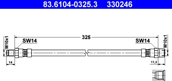 ATE 83.6104-0325.3 - Тормозной шланг www.autospares.lv