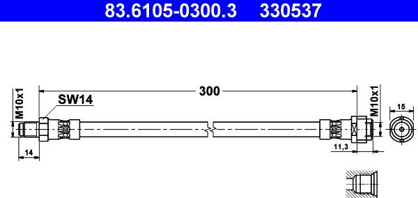 ATE 83.6105-0300.3 - Bremžu šļūtene www.autospares.lv