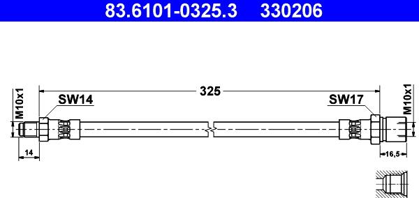 ATE 83.6101-0325.3 - Тормозной шланг www.autospares.lv