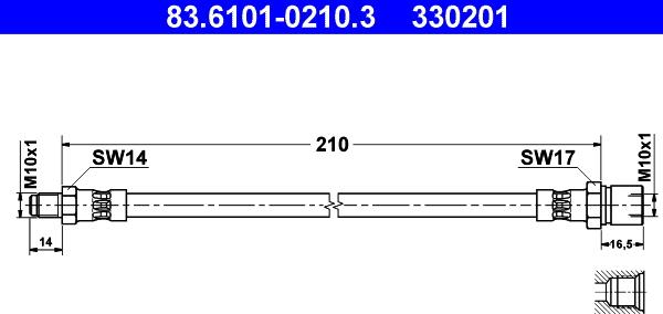 ATE 83.6101-0210.3 - Тормозной шланг www.autospares.lv