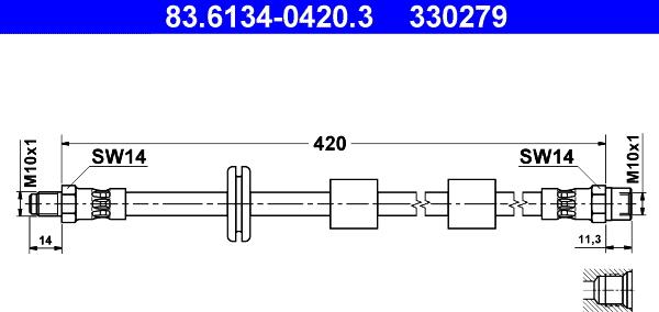 ATE 83.6134-0420.3 - Bremžu šļūtene www.autospares.lv