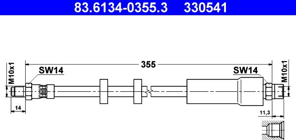 ATE 83.6134-0355.3 - Bremžu šļūtene www.autospares.lv