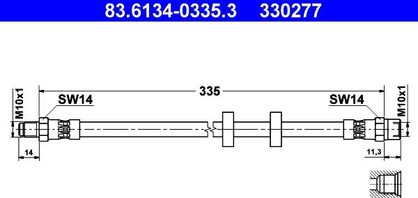 ATE 83.6134-0335.3 - Тормозной шланг www.autospares.lv