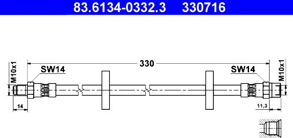 ATE 83.6134-0332.3 - Тормозной шланг www.autospares.lv