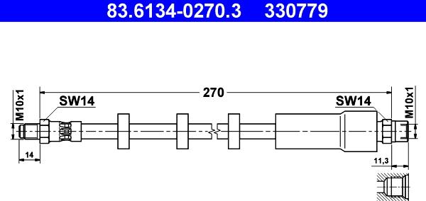 ATE 83.6134-0270.3 - Тормозной шланг www.autospares.lv