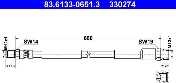 ATE 83.6133-0651.3 - Bremžu šļūtene www.autospares.lv