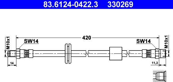 ATE 83.6124-0422.3 - Bremžu šļūtene www.autospares.lv