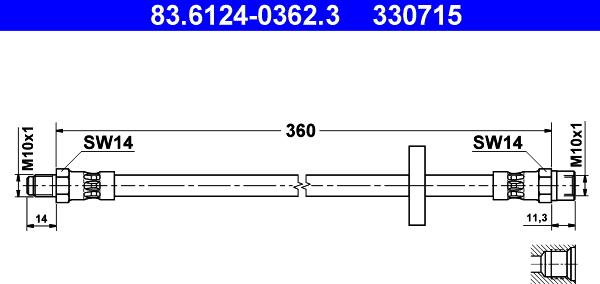 ATE 83.6124-0362.3 - Тормозной шланг www.autospares.lv