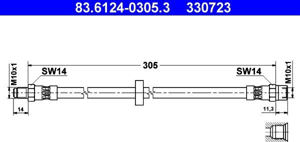 ATE 83.6124-0305.3 - Тормозной шланг www.autospares.lv