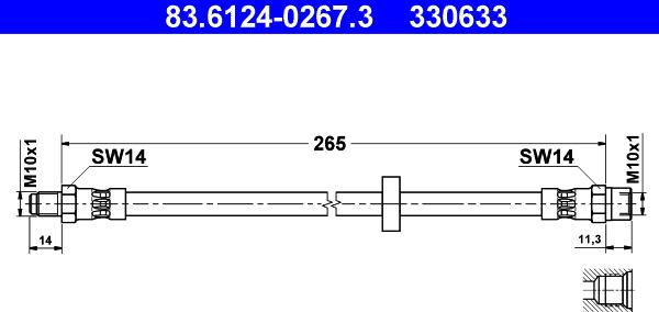 ATE 83.6124-0267.3 - Bremžu šļūtene www.autospares.lv