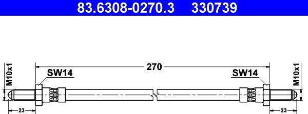 ATE 83.6308-0270.3 - Bremžu šļūtene www.autospares.lv