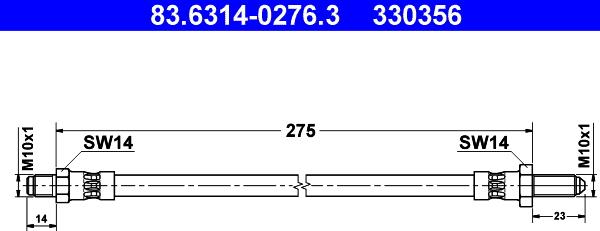 ATE 83.6314-0276.3 - Bremžu šļūtene www.autospares.lv