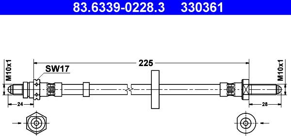 ATE 83.6339-0228.3 - Bremžu šļūtene www.autospares.lv