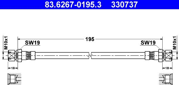 ATE 83.6267-0195.3 - Bremžu šļūtene www.autospares.lv