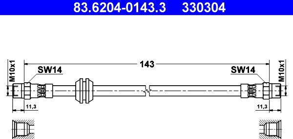 ATE 83.6204-0143.3 - Bremžu šļūtene www.autospares.lv