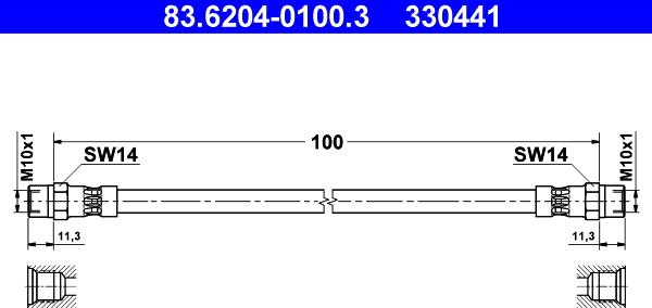 ATE 83.6204-0100.3 - Bremžu šļūtene www.autospares.lv