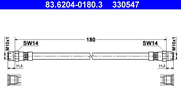 ATE 83.6204-0180.3 - Bremžu šļūtene www.autospares.lv