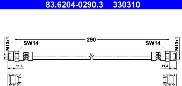 ATE 83.6204-0290.3 - Тормозной шланг www.autospares.lv