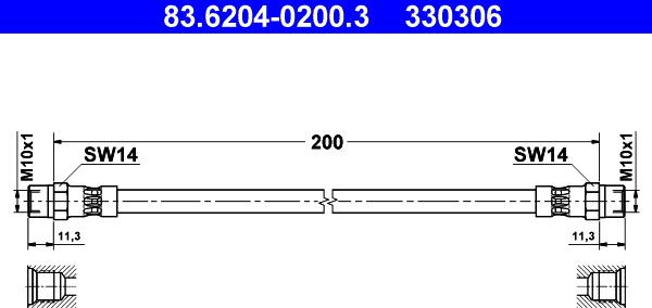 ATE 83.6204-0200.3 - Тормозной шланг www.autospares.lv