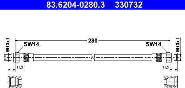 ATE 83.6204-0280.3 - Тормозной шланг www.autospares.lv