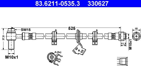 ATE 83.6211-0535.3 - Bremžu šļūtene www.autospares.lv