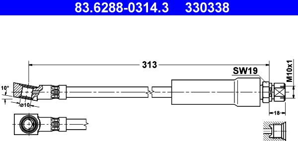 ATE 83.6288-0314.3 - Bremžu šļūtene www.autospares.lv