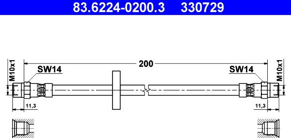 ATE 83.6224-0200.3 - Тормозной шланг www.autospares.lv