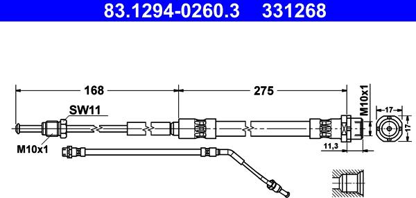 ATE 83.1294-0260.3 - Bremžu šļūtene www.autospares.lv