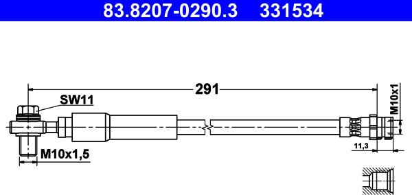 ATE 83.8207-0290.3 - Bremžu šļūtene www.autospares.lv