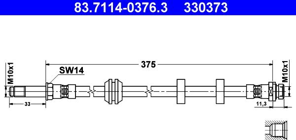 ATE 83.7114-0376.3 - Bremžu šļūtene www.autospares.lv