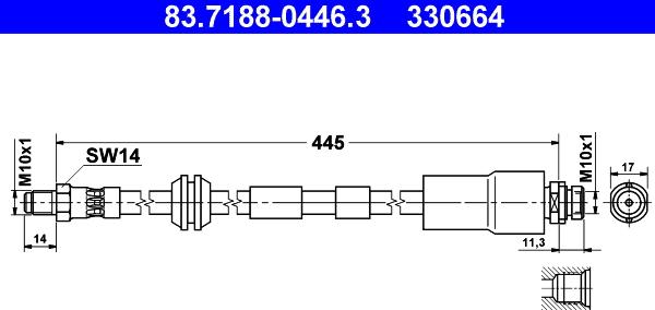 ATE 83.7188-0446.3 - Bremžu šļūtene www.autospares.lv