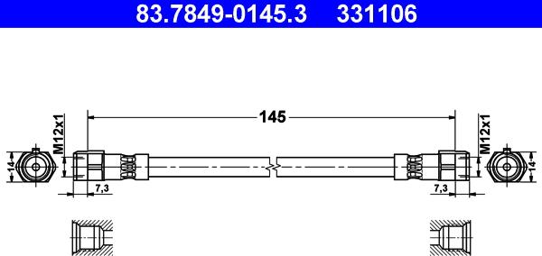 ATE 83.7849-0145.3 - Bremžu šļūtene www.autospares.lv