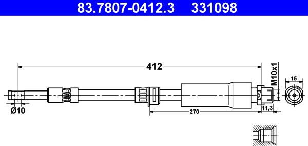 ATE 83.7807-0412.3 - Bremžu šļūtene www.autospares.lv