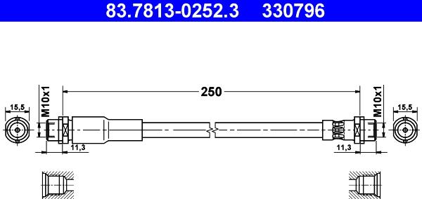 ATE 83.7813-0252.3 - Bremžu šļūtene www.autospares.lv