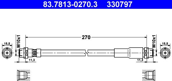 ATE 83.7813-0270.3 - Bremžu šļūtene www.autospares.lv